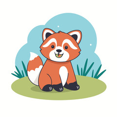 Cute RedPanda for early readers' adventure books vector illustration