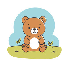 Vector illustration of a cute Bear for toddlers story books