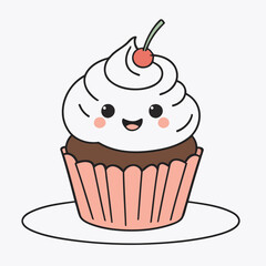 Vector illustration of a cute Cupcake for kids story book