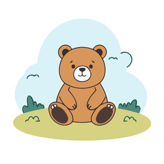 Cute Bear for young readers' picture book vector illustration