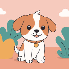 Cute Puppy vector illustration for kids story book