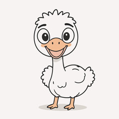 Vector illustration of a cute Ostrich for toddlers story books