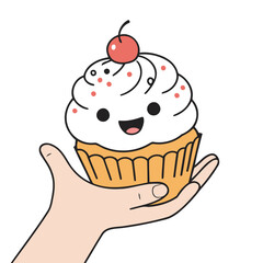 Vector illustration of a cute Cupcake for children book