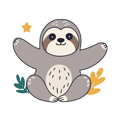 Cute Sloth for children's bedtime stories vector illustration