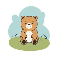 Cute Bear for toddlers story books vector illustration