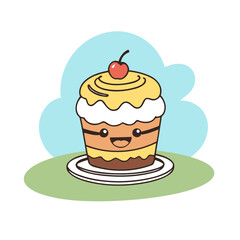 Cute Cake for children's bedtime stories vector illustration