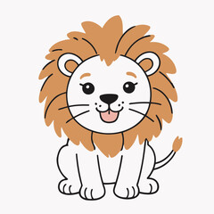 Cute vector illustration of a Lion for children story book
