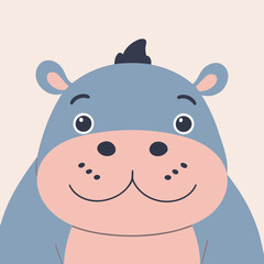 Vector illustration of a friendly Hippo for little ones' joyful exploration