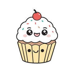 Cute vector illustration of a Cupcake for early readers' delight