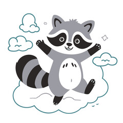Cute Raccoon for children vector illustration