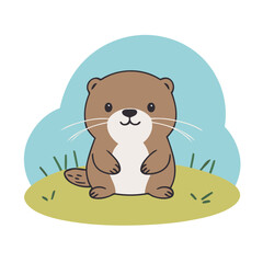 Vector illustration of a cute Otter for kids books