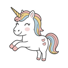 Cute vector illustration of a Unicorn for children story book