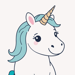 Cute vector illustration of a Unicorn for youngsters' imaginative stories