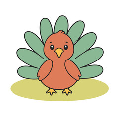 Cute Turkey for toddlers story books vector illustration