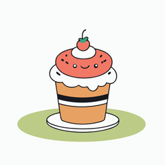 Vector illustration of an endearing Cake for kids' bedtime stories