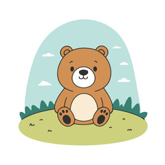 Cute vector illustration of a Bear for kids books