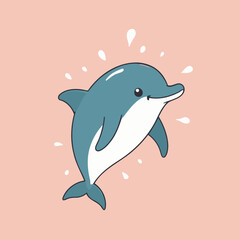 Cute Dolphin for children's bedtime stories vector illustration