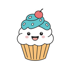 Cute vector illustration of a Cupcake for toddlers