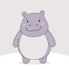 Cute Hippo for children story book vector illustration