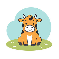 Vector illustration of a delightful Cow for early readers' enjoyment