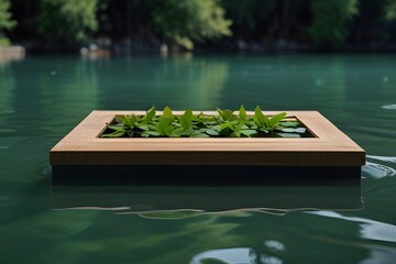 plant  frame floating in  the water