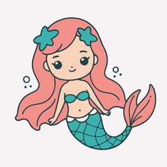 Cute Mermaid vector illustration for preschoolers' learning moments