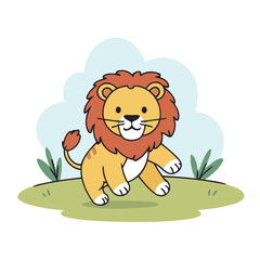 Cute vector illustration of a Lion for toddlers' playful adventures