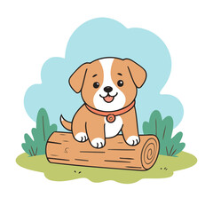 Cute vector illustration of a Dog for kids