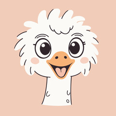 Cute Ostrich for children's literature vector illustration