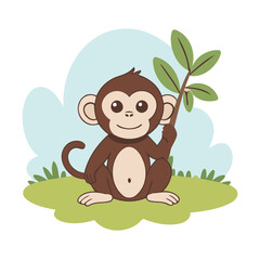 Vector illustration of a winsome Monkey for children's literature