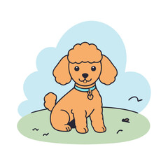 Vector illustration of a winsome Poodle for children's literature