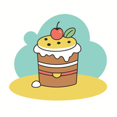 Cute vector illustration of a Cake for children book