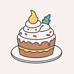 Cute vector illustration of a Cake for kids books