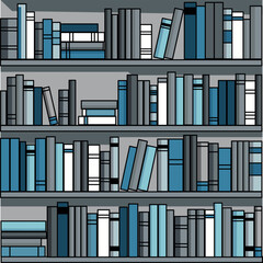 Seamless pattern with shelves and books