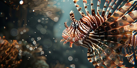 a beautiful lionfish in the water, generative AI