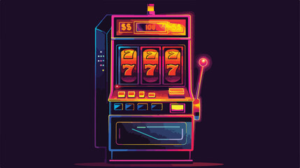 Silhouette color slot machine with button panel Vector