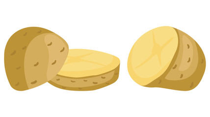 Set of fresh cut potatoes.cdr