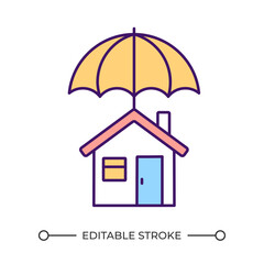 Home coverage RGB color icon. Property protection. Real estate safety. House loss prevention. Property coverage. Isolated vector illustration. Simple filled line drawing. Editable stroke