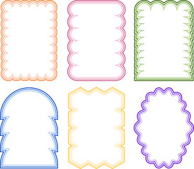 Geometric border frames with wavy colorful lines
