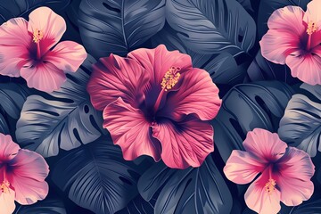Pink flowers and green leaves covering the ground