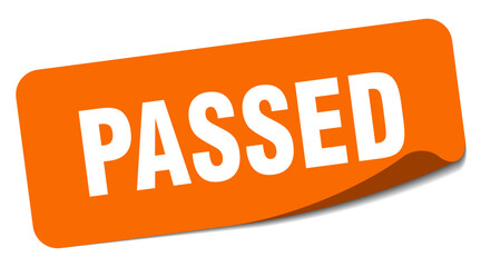 passed sticker. passed label