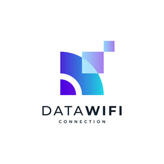 Obraz premium colorful and shiny internet and connection logo design with accents of wifi 