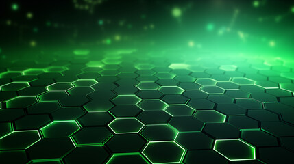 Futuristic hexagon connection internet on background, Green technology concept