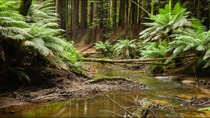 Californian redwoods in Beech Forest, Victoria, Australia.