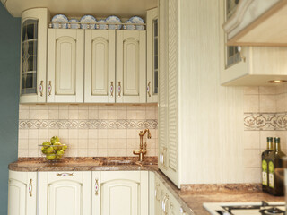 White kitchen in classical style