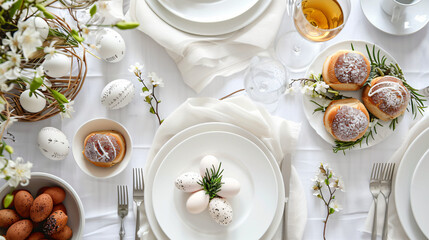 Beautiful table Fourting for Easter celebration on white