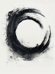 Enso Circle Japanese Chinese Brush Painting. AI Generative