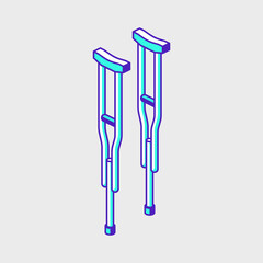 Crutches isometric vector icon illustration