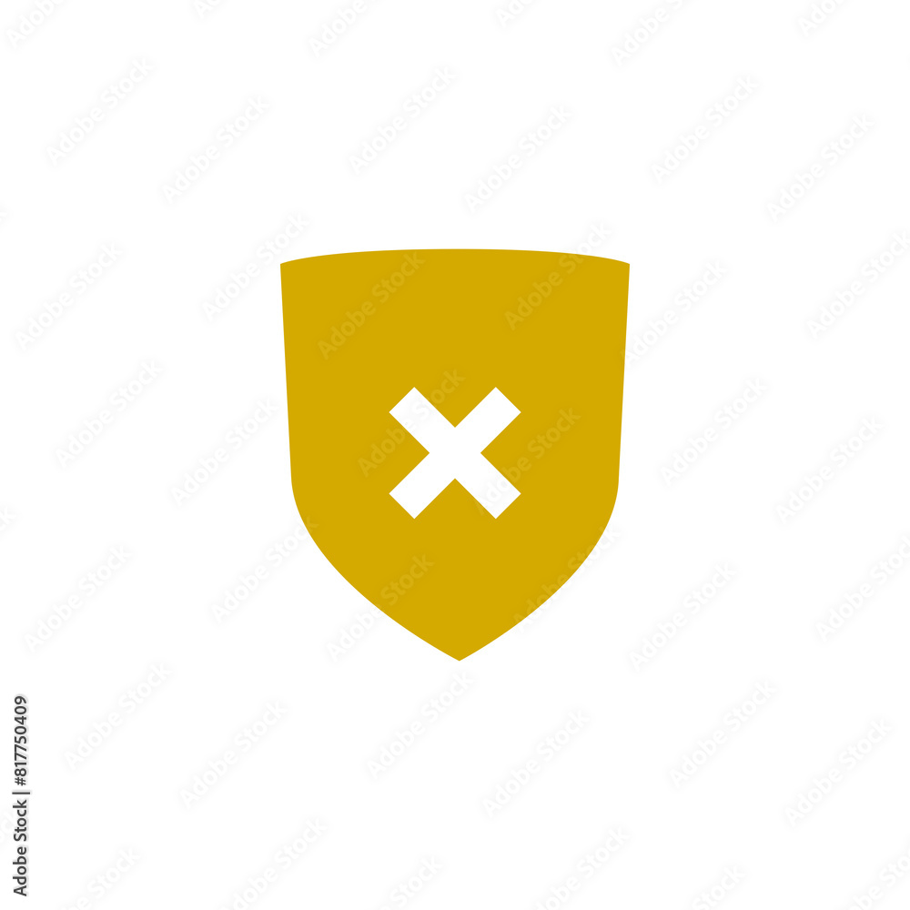 Aufkleber shield and cross x mark icon isolated on transparent background