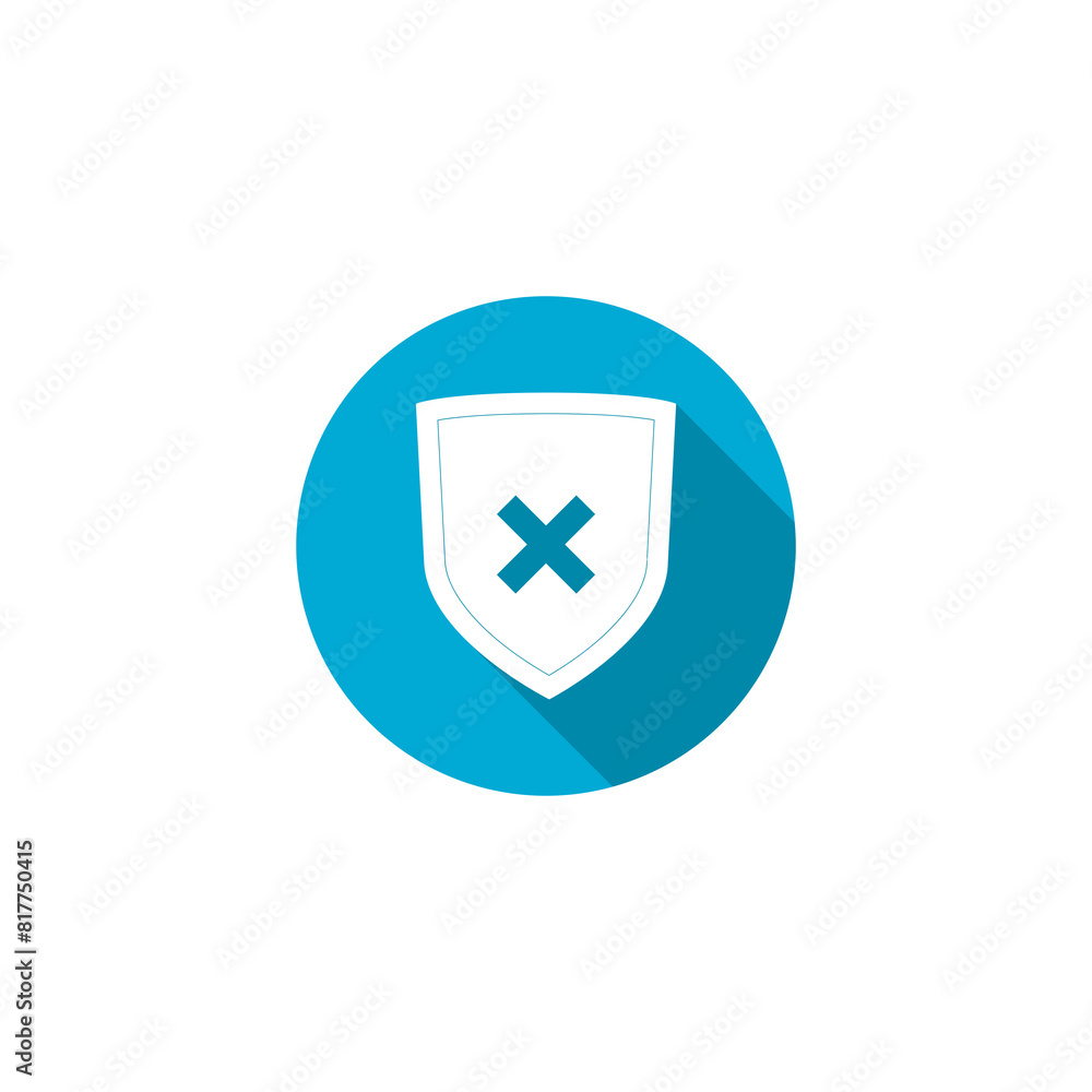 Poster shield and cross x mark icon isolated on transparent background